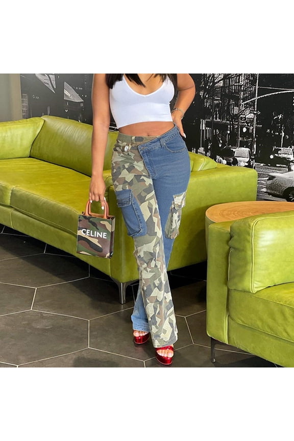 Contrast Color Denim with Elastic Pockets