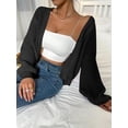 thumbnail image 1 of Contrast Color Knit Cardigan Sweater (S, Black), 1 of 7