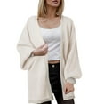 thumbnail image 1 of Contrast Color Mid Length Buttonless Casual Cardigan For Women In Autumn New Fall Style Long Sleeved Loose Knit Jacket For Women, 1 of 5