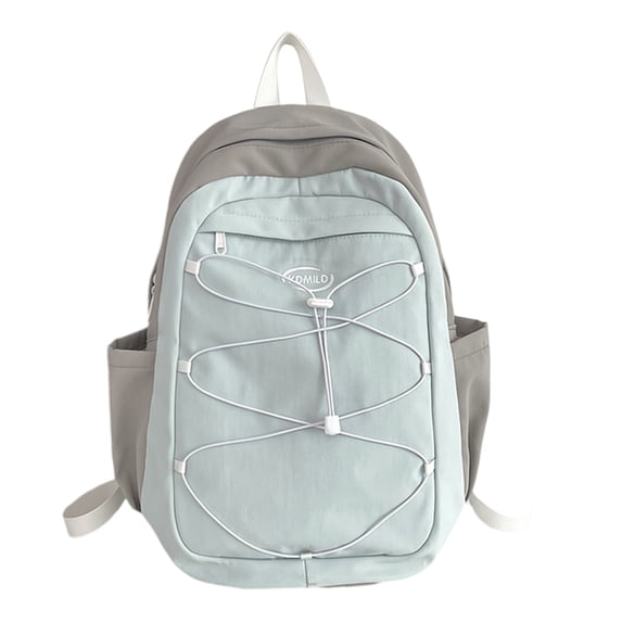 Contrast Color Nylon Backpack Large Capacity Laptop Bag School Student Daypack
