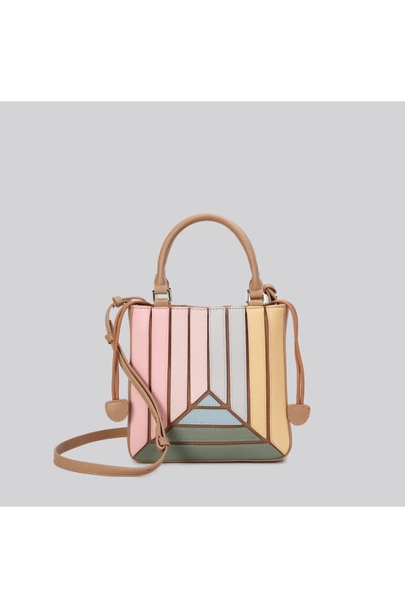 Contrast Color Patchwork Women Shoulder Bag Drawstring Pu Leather Handbag and Purse Crossbody Bags ladies Totes bolsas