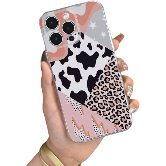 Contrast Cow Leopard Print Glossy Clear Soft  for iPhone Case (Clear,iPhone 13)