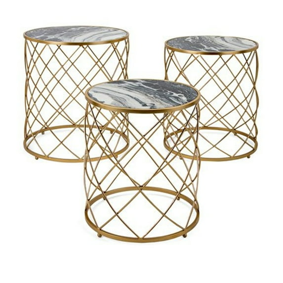 Contrast Faux Marble Tables - Set of 3