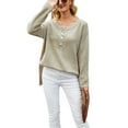 thumbnail image 1 of Contrast Half Button Down Sweater Beige Large, 1 of 4
