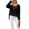 thumbnail image 1 of Contrast Half Button Down Sweater Black Medium, 1 of 4