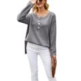 thumbnail image 1 of Contrast Half Button Down Sweater Gray X-Large, 1 of 4