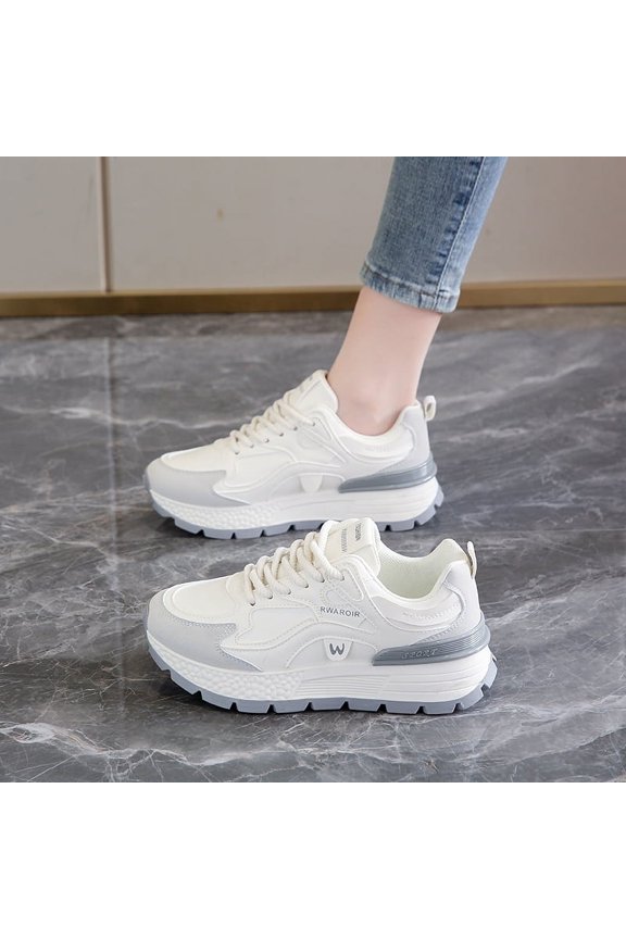 Contrast Outsole Lace-up Sneakers (6.5, MultiGrey)