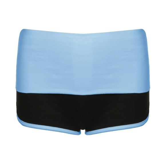 Contrast Patchwork Fold Over Fitted Yoga Shorts Women High Waist Sports Casual Short Pants Wide Waistband Workout Shorts