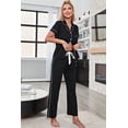 thumbnail image 1 of Contrast Piping Short Sleeve Top and Pants Pajama Set, 1 of 3