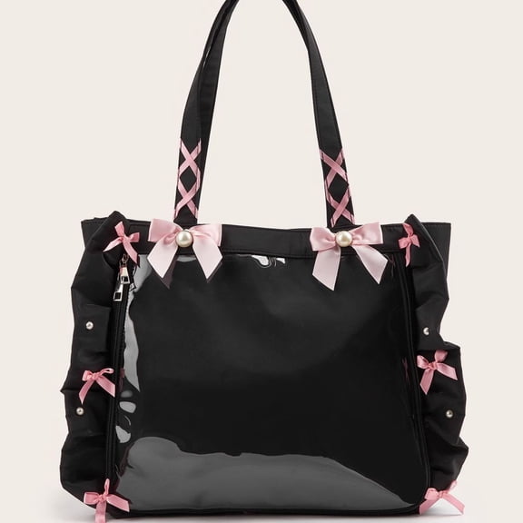 Contrast Ribbon Bow Bag Large Capacity Sac Femme Underarm Shoulder Bags for Woman Japan Style Bolsos De Mujer Tote Bolso