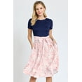 thumbnail image 1 of Contrast Short Sleeve Ditsy Floral Sash Midi Dress, 1 of 14