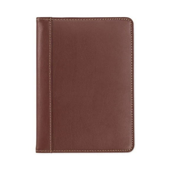Contrast Stitch Leather Padfolio, 6.25w x 8.75h, Open Style, Brown | Bundle of 5 Each