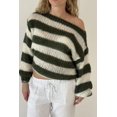 thumbnail image 1 of Contrast Striped Boat Neck Long Sleeve Sweater, 1 of 11