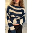 thumbnail image 1 of Contrast Striped Boat Neck Long Sleeve Sweater, 1 of 11