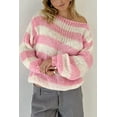 thumbnail image 1 of Contrast Striped Boat Neck Long Sleeve Sweater, 1 of 11