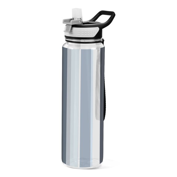 Contrast Striped Pattern 1000ml Tritan Sport Bottle Straw LeakProof Food-Grade Portable Wide Handle