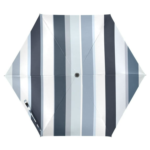 Contrast Striped Pattern Folding Umbrella UV50+ Waterproof Sun Protection Auto Open Close Compact Fiberglass Frame