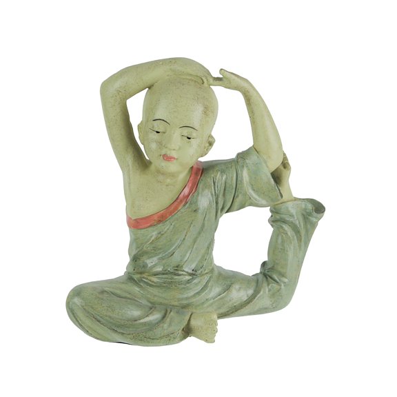 Contrast Stunning Aged Finish Child Monk Yoga Pigeon Pose Statue 8 inches High