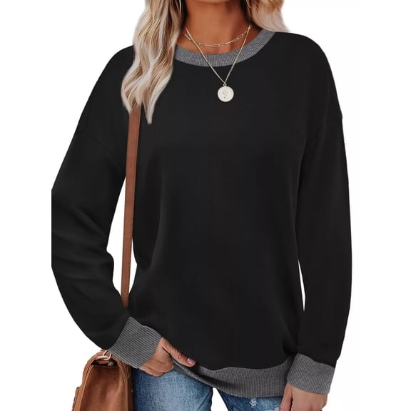 Contrast Trim Crew Neck Casual Sweatshirt
