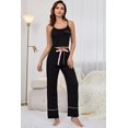 thumbnail image 1 of Contrast Trim Cropped Cami and Pants Loungewear Set, 1 of 5