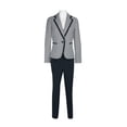 thumbnail image 1 of Contrast-Trim One-Button Blazer & Slim Pants, Regular & Petite Sizes Black/Ivory 6, 1 of 5