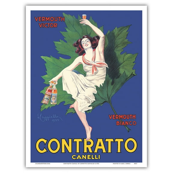 Contratto Canelli - Vermouth Victor - Vermouth Bianco - Italian Liquor - Vintage Advertising Poster by Leonetto Cappiello c.1925 - Master Art Print (Unframed) 9in x 12in