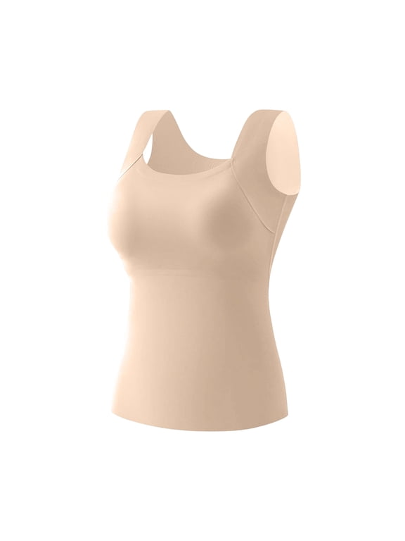 Control Compression Tank Tops for Women Seamless Scoop Neck Body Shaper Wide Strap Camisole