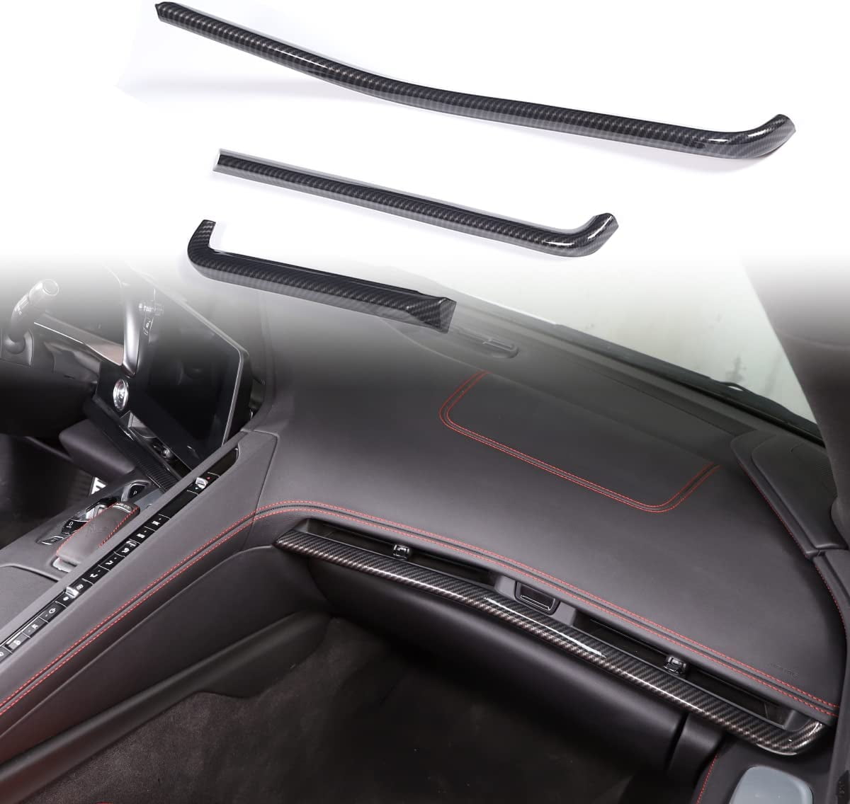 Control Dashboard Cover Trims Compatible With Chevrolet Corvette C8 Stingray 2020 2023 Abs Console Strip Central Screen Accessories Matte Black