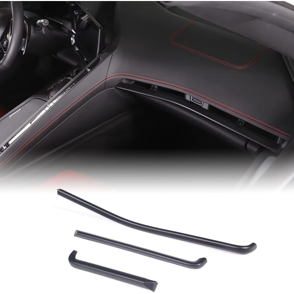 Control Dashboard Cover Trims Compatible with Chevrolet Corvette C8 Stingray 2020-2023,ABS Console Dashboard Strip Cover Central Control Screen Accessories (Matte Black)