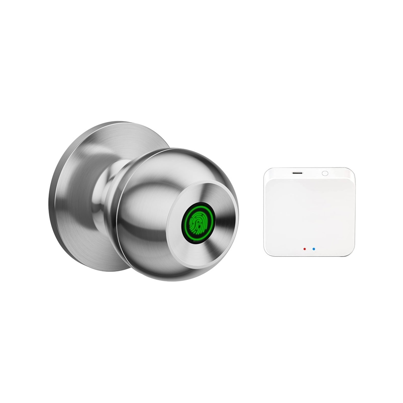 Control Fingerprint Round Door Knobs Rotation Lock Knobset Handle Metal Knob with Phycial Key