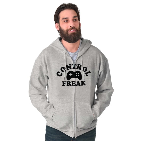 Control Freak Controller Geek Gamer Zip Up Hoodie Men's Women's Brisco Brands X