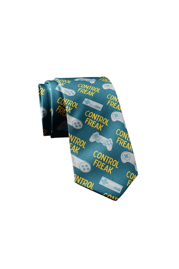 Control Freak Necktie Video Gaming Tie Novelty Ties for Men Gamer Tie Funny Neckties for Guys
