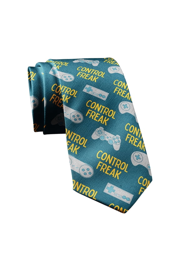 Control Freak Necktie Video Gaming Tie Novelty Ties for Men Gamer Tie Funny Neckties for Guys