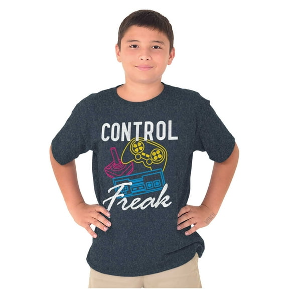 Control Freak Nerd Video Gaming Gamer Crewneck T Shirts Boy Girl Teen Brisco Brands XS