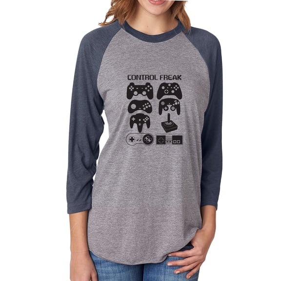 Control Freak Unisex 3/4 Sleeve Baseball Raglan Tee