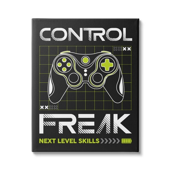 Control Freak Video Game Phrase Art for Kids Graphic Art Gallery Wrapped Canvas Print Wall Art
