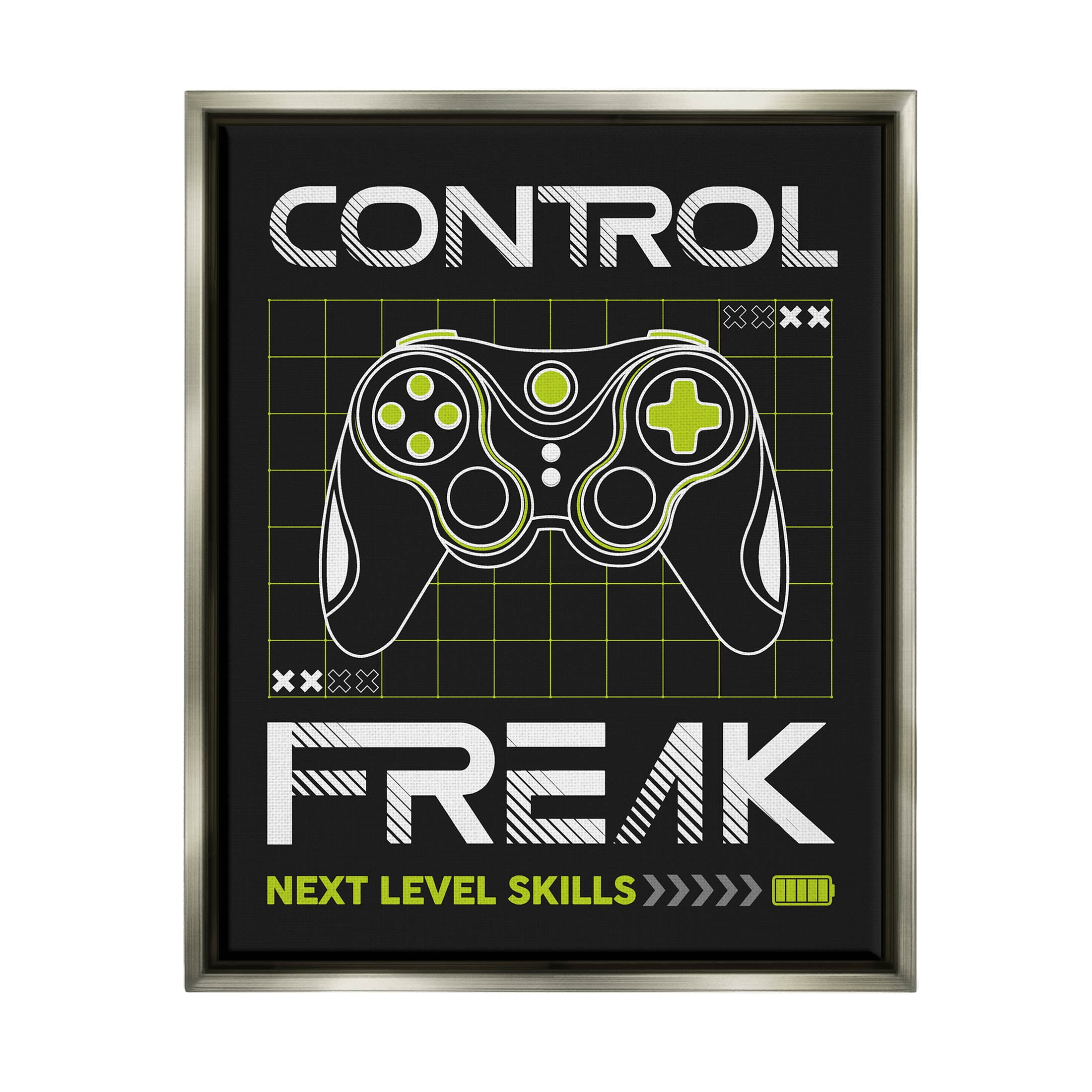 Control Freak Video Game Phrase Art for Kids Graphic Art Luster Gray Framed Art Print Wall Art