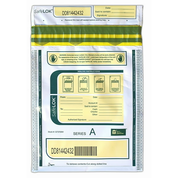 Control Group Tamper-Evident Deposit Bags, 9" x 12", White, Pack Of 100