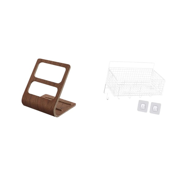 Control Holder Remote Control Holder Hanging Storage Basket Multi Compartment Wood Iron for Office Table and Wall Decor