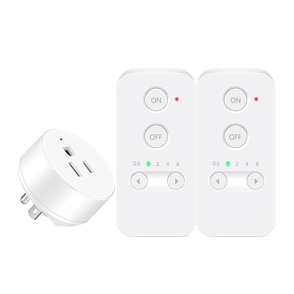 Control Outlet, Wireless Light and Outlet Plug,500ft Control Range,15A/1500W for Appliance,Timer Outlet for Lights,Lamps,Fans,2 SW+ 1 Outlets