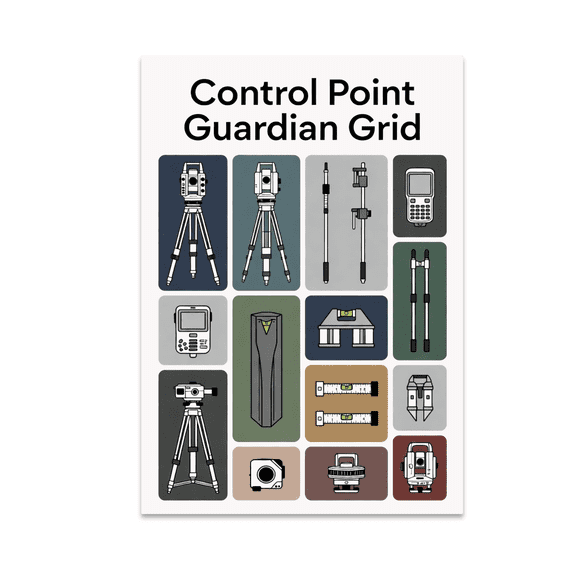 Control Point Guardian Grid Wall Art - Surveyor Enthusiast - 13x19 Poster Print