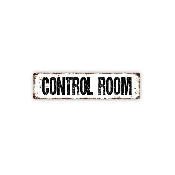Control Room Sign - Rustic Street Metal Aluminum Sign or Door Name Plate Plaque - Size: 16 x 4 Inches