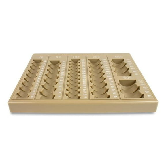 Control Tek CNK500025 6-Denomination Plastic Self Counting Loose Coin Tray, Tan