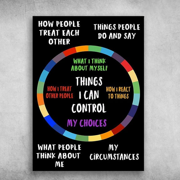 Control Yourself - Things I Can Control, How People Treat Each Other, Things People Do And Say, What I Think About Myself, My Choices 16 x 24 Inch Poster