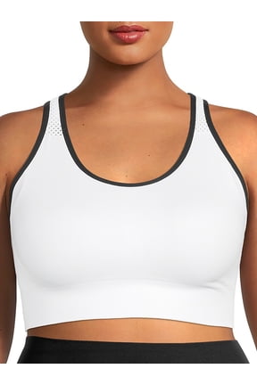 Women's Plus Size Sports Bra High Support Seamless Racerback White 1X Size