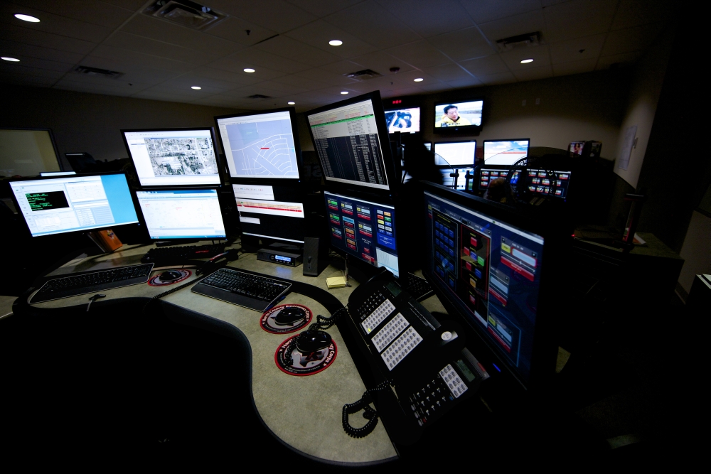 Control room center for emergency service dispatch Canvas Art - Terry MooreStocktrek Images (18 x 12)