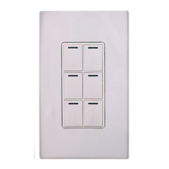Control4 KPZ-6B1-W Wireless 6-Button Keypad Wall Switch, 120V, White