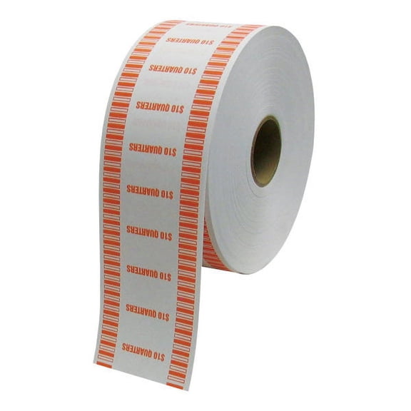 Controltek 575037 Automatic Coin Wrapper Roll For Coin Wrapping Machines, Quarters, $10.00, Kraft/orange, 2,000/roll, 8 Rolls/carton