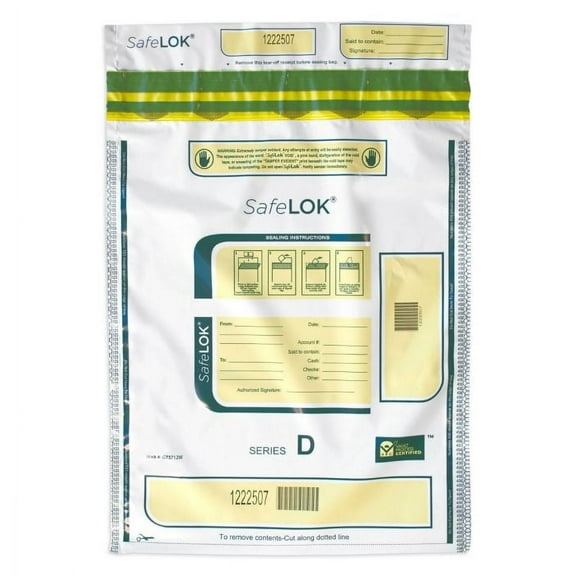 ControlTek SafeLok 12"x16" White Deposit Bags 100-Pack 585094
