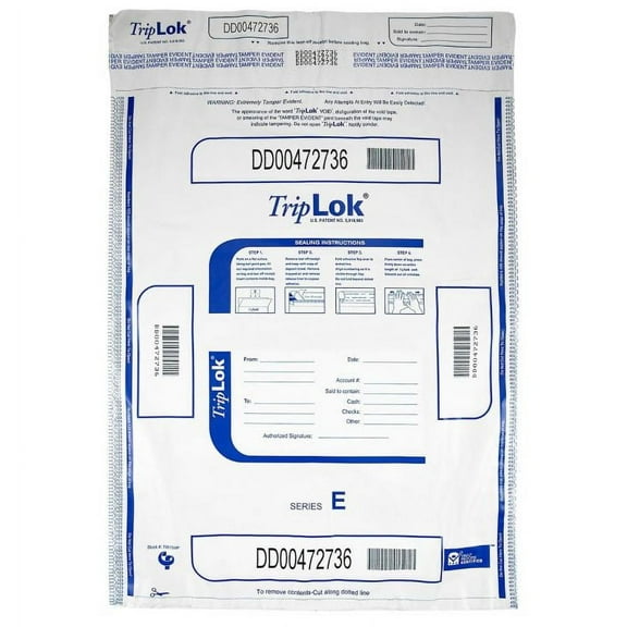 ControlTek TripLok 15"x20" White Deposit Bag with Pocket 50-Pack 585055